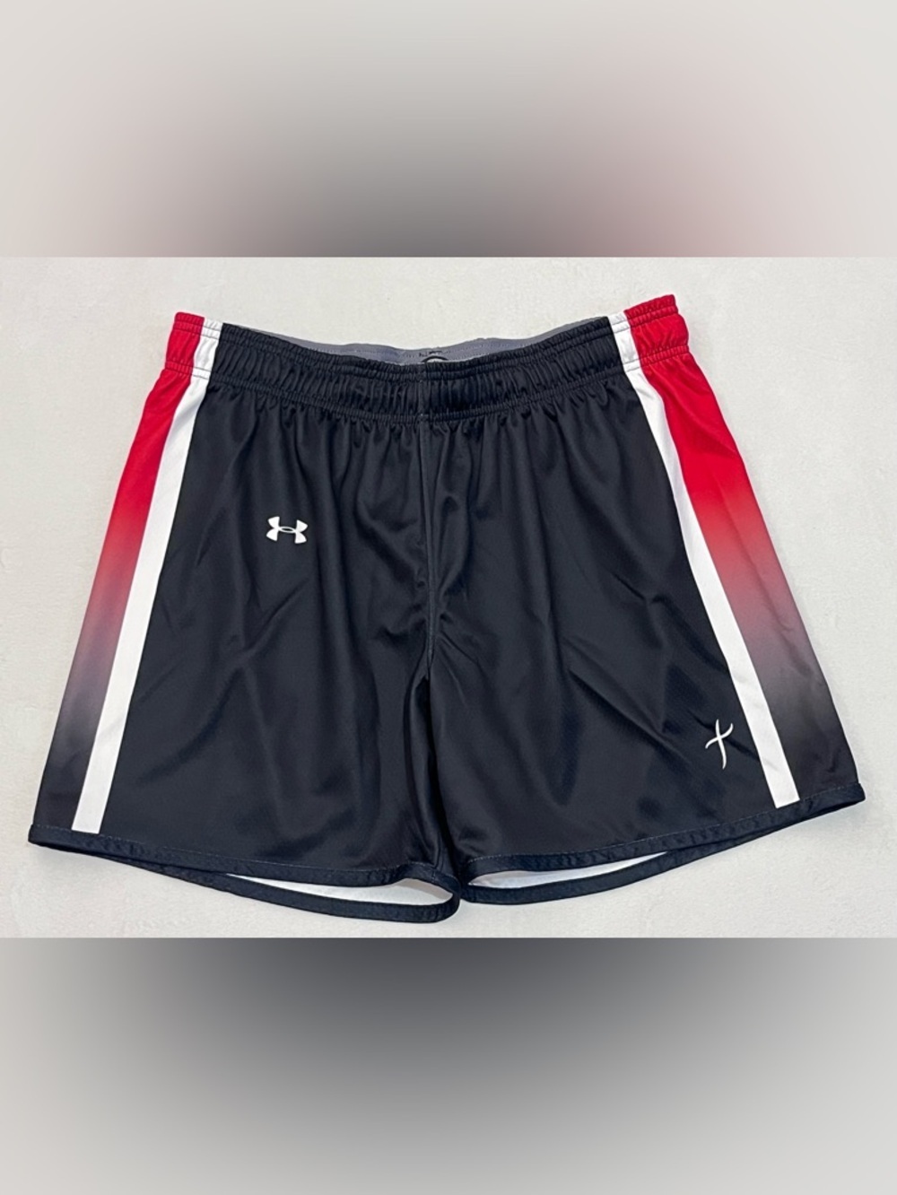 Under Armour Authentic Make Athletes Better Black Red Shorts with White Stripes